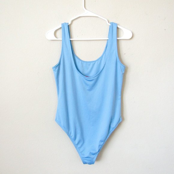 WILSONS X FOREVER 21 Baby Blue Mesh Jersey Bodysuit Sporty One Piece - Picture 2 of 10